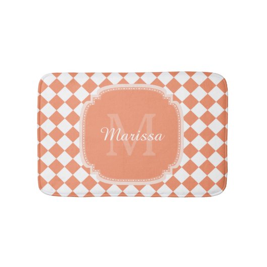トレンディーライトオレンジモノグラムの調の名前 バスマット (正面)
