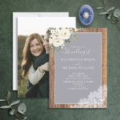 トレンディーライトグレー素朴ウッドスクリプト結婚の写真 招待状