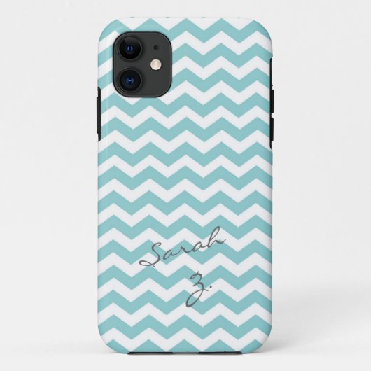 トレンディーライトブルーのシボロンと名前 Case-Mate iPhoneケース (裏面)