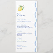 トレンディーライトブルーウェーブエッジレモンウェディングシャワー メニュー (正面)