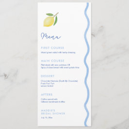 トレンディーライトブルーウェーブエッジレモンウェディングシャワー メニュー