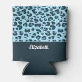 トレンディーライトブルーヒョウのスポットパターン（名前） 缶クーラー (正面)