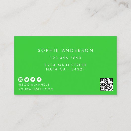 トレンディーライムグリーンまつげエクステンションまつげ 名刺 (裏面)