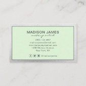 トレンディーライムグリーンシルバーシモダンックメイクアップアーティスト 名刺 (裏面)