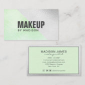 トレンディーライムグリーンシルバーシモダンックメイクアップアーティスト 名刺 (正面/裏面)