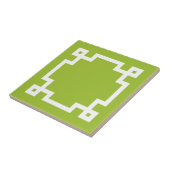 トレンディーライムグリーンホワイトギリシャ鍵縁ど タイル (側面)