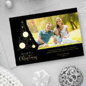 トレンディーラグジュアリークリスマスツリーフォトファミリー 箔シーズンカード