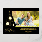 トレンディーラグジュアリークリスマスツリーフォトファミリー 箔シーズンカード (正面)