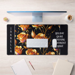 トレンディーラグジュアリービッグ金ゴールドバラコレクション デスクマット