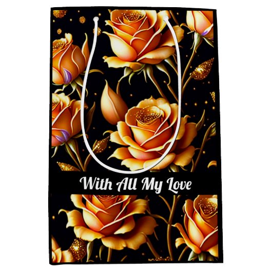 トレンディーラグジュアリービッグ金ゴールドバラコレクション ミディアムペーパーバッグ (正面)