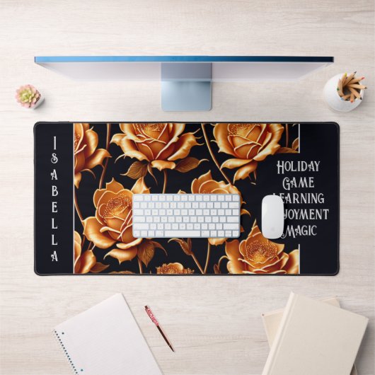 トレンディーラグジュアリーボホ金ゴールドバラコレクション デスクマット (オフィス1)