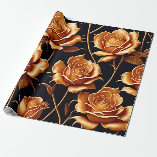 トレンディーラグジュアリーボホ金ゴールドバラコレクション ラッピングペーパー (アンロールド)