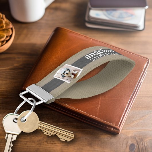 トレンディーラグビーストライプのパターン名前をカスタムすると写真 リストバンドキーホルダー