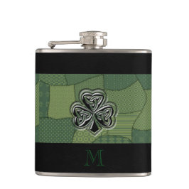 トレンディーラッキーエレガントアイリッシュシャムロックパッチワーク フラスク