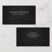 トレンディーラックスデニムスタイリッシュとダマスクパターン 名刺 (正面/裏面)