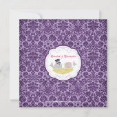 トレンディーラブバードブライダルシャワーインビテーションパープル 招待状 (裏面)