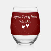 トレンディーラブ結婚ーまたは記念日テーマバルク ステムなしワイングラス (正面)