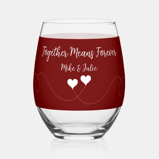 トレンディーラブ結婚ーまたは記念日テーマバルク ステムなしワイングラス (正面)