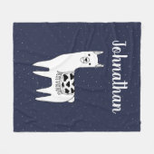 トレンディーラマスケッチ&スクリプト名の白いドット フリースブランケット (正面(横))