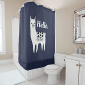 トレンディーラマスケッチ&ホワイトドットハロー シャワーカーテン (インサイチュ)