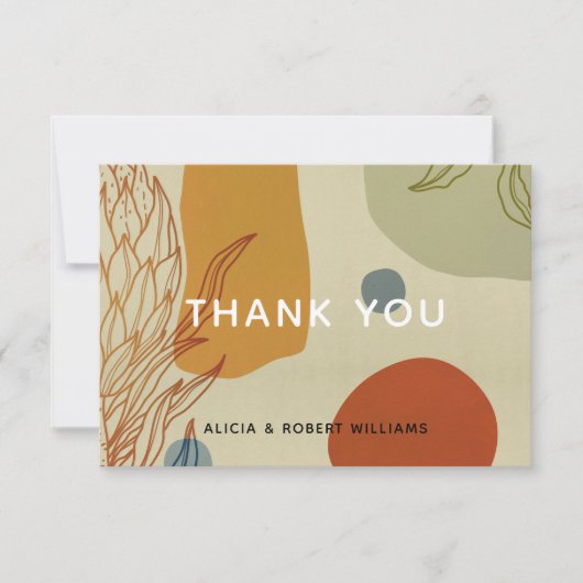 トレンディーラモダンイン抽象芸術プロテア植物学 サンキューカード (正面)