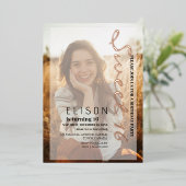 トレンディーラモダンラスクリプト2バラ甘い16 箔招待状 (立ち正面)