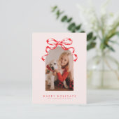 トレンディーリボン弓アーチ写真ホリデー/クリスマス シーズンポストカード (スタンド正面)