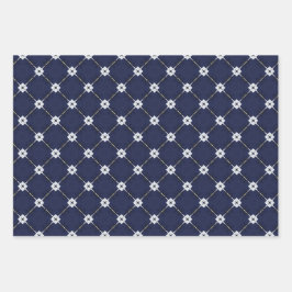 トレンディーリーガルブルー&金ゴールドラグジュアリー ラッピングペーパーシート