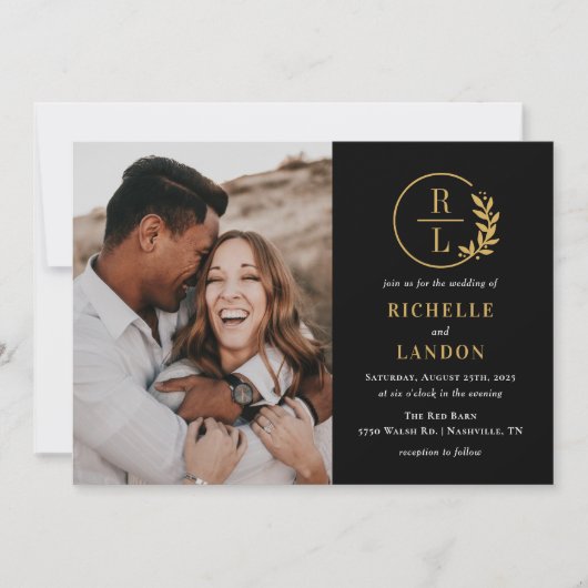 トレンディーリース編集可能カラーフォト結婚ズ 招待状 (正面)