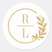 トレンディーリース編集可能カラー結婚式用シール ラウンドシール (正面)