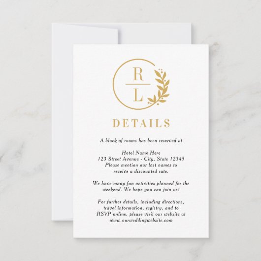 トレンディーリース編集可能カラー結婚詳細カード 招待状 (正面)