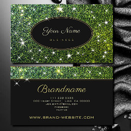 トレンディールミナスグリーングリッターグラムスターズエレガント 名刺