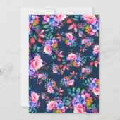 トレンディーレインボーガーデンフローラベビーシャワーネイビー 招待状 (裏面)