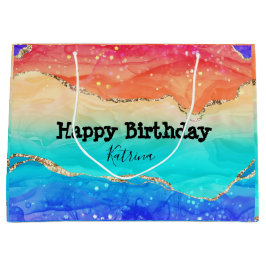 トレンディーレインボーグリッター ラージペーパーバッグ