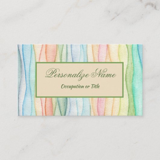 トレンディーレインボーパステルカラーズソフトブルー縁ど 名刺 (正面)