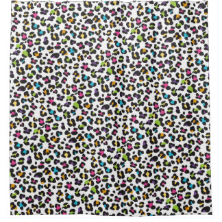 トレンディーレインボーヒョウ柄 シャワーカーテン