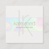 トレンディーレインボーホログラフィックモノグラムストライプ スクエア名刺 (正面)