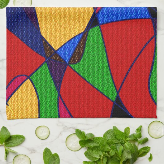 トレンディーレインボー抽象芸術アートギフトアクセサリー キッチンタオル (折り畳み)