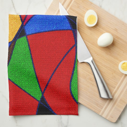 トレンディーレインボー抽象芸術アートギフトアクセサリー キッチンタオル (四つ折り)