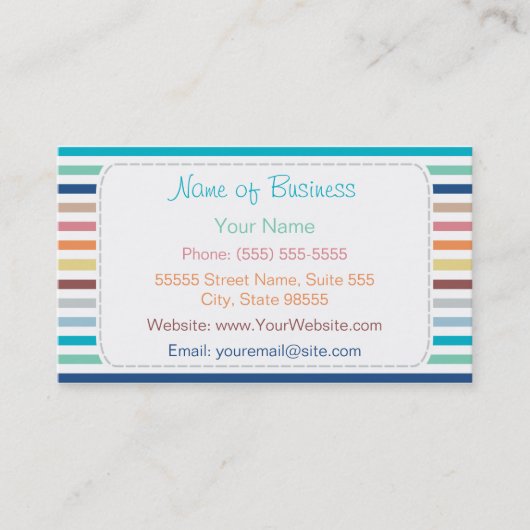 トレンディーレインボー横ストライプ(QRコード付き) 名刺 (正面)