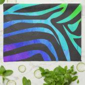 トレンディーレインボー&ブラックゼブラアニマルプリントオンエレ キッチンタオル (折り畳み)