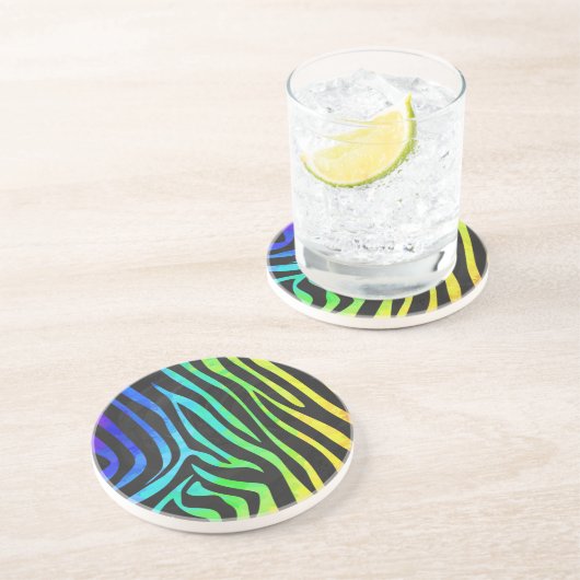 トレンディーレインボー&ブラックゼブラアニマルプリントオンエレ コースター (側面)