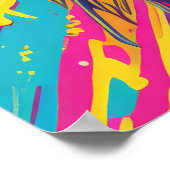 トレンディーレイヴパーティーフラットイラストレーションドードルポスター ポスター (角)