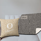 トレンディーレオパードカスタムプリントモノグラム&名前 クッション