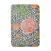 トレンディーレオパードプリントシックオレンジバラフローラ バスマット (正面縦)