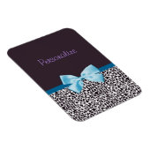 トレンディーレオパード印刷と名前の付いた青いリボン マグネット (右側)