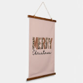 トレンディーレオパード色ブロックボーホメリークリスマス 吊り下げ型タペストリー (傾斜あり)