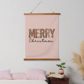 トレンディーレオパード色ブロックボーホメリークリスマス 吊り下げ型タペストリー (寝室)