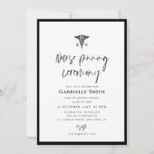 トレンディーレタリングナースピン留め式 招待状 (正面)