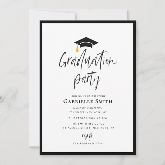 トレンディーレタリング卒業記念パーティー 招待状 (正面)